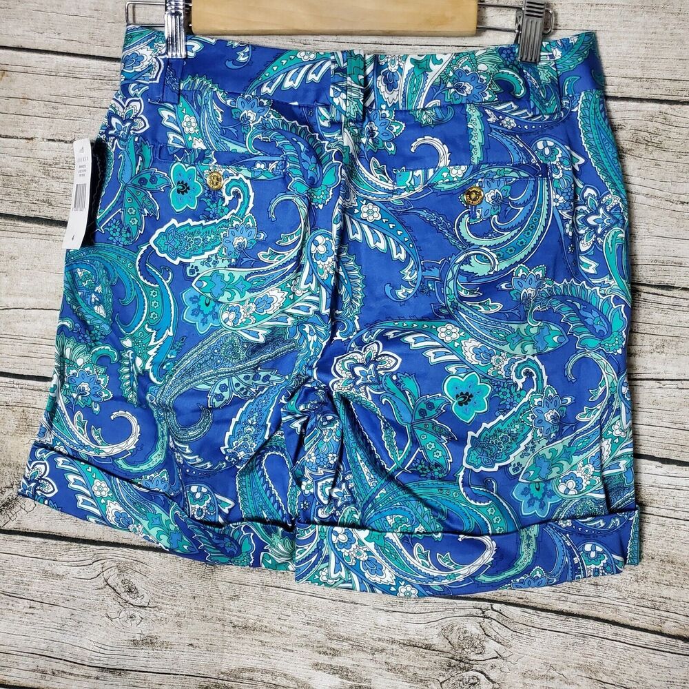 RALPH LAUREN Womens Shorts 4 Blue Floral Paisley High Waist Pockets LRL - Picture 5 of 14